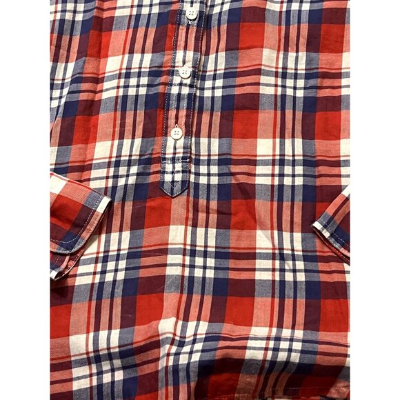 J. Crew 100% Cotton Plaid Shirt Women's Size Extra Small Red Blue Medium weight - Picture 3 of 8